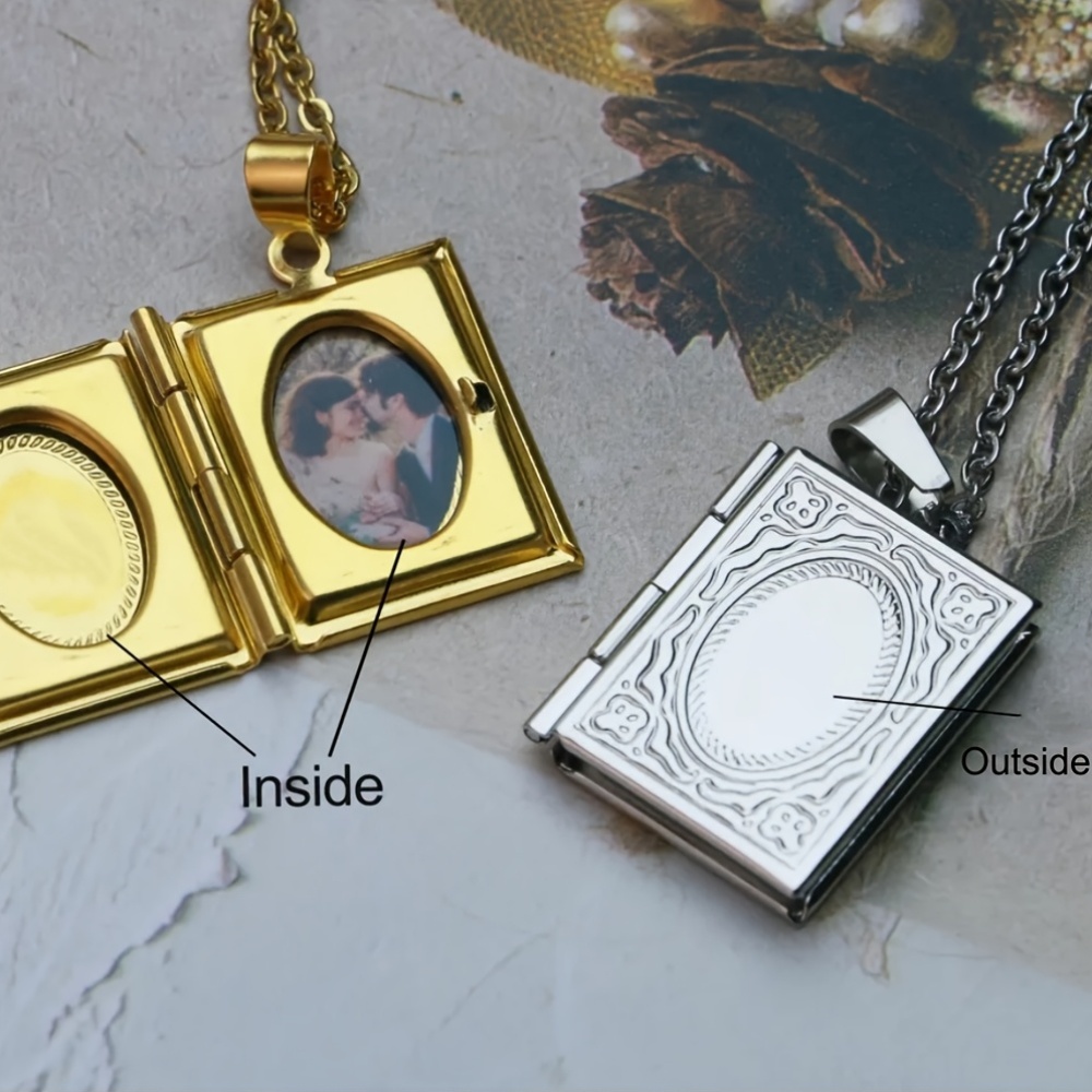 Customized Photo Book-Style Locket Necklace — Personalized Gift